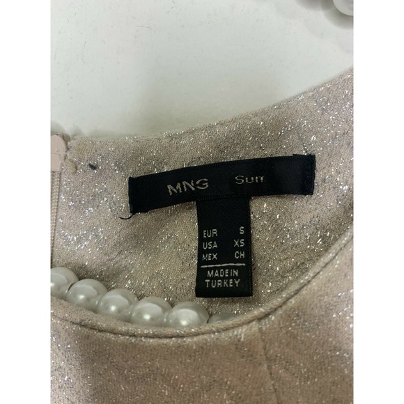 Mango suit metallic silver short sleeve blouse size xs - Picture 2 of 4